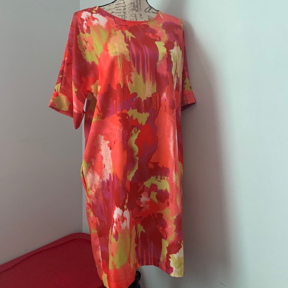 Natori Watercolor Relaxed Fit T-Shirt Dress - Picture 9 of 15